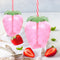 Strawberry Straw Cups - Cute Water Bottles with Straws Leakproof Plastic Cups