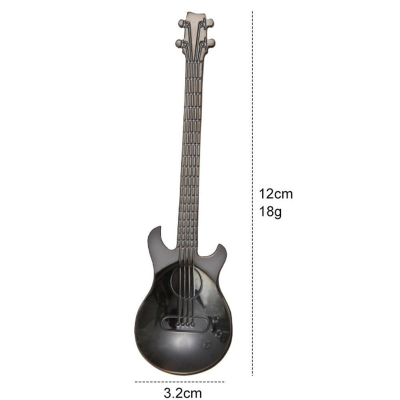 Stainless Steel Guitar Shape Coffee Spoon Tea Stirring Spoons (Black)