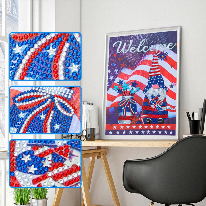 5D DIY Diamond Painting Kits Partial Special Shape Drill Welcome Gnome Arts