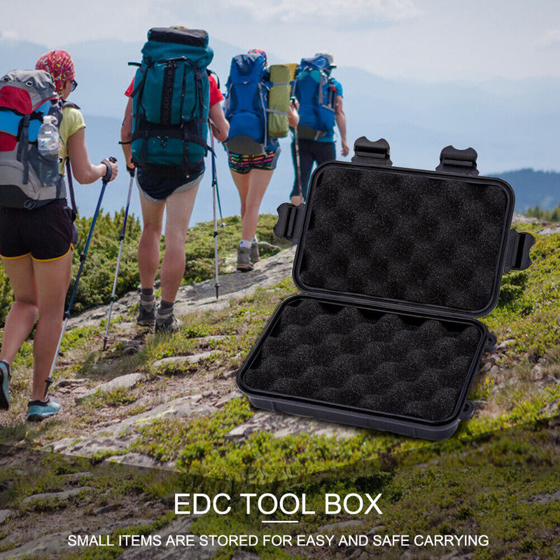 Outdoor Waterproof Sealed Case Dustproof Container EDC Tool Storage (Black)