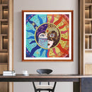 5D DIY Masked Sunflower Girl Partial Special Shaped Drill Diamond Painting