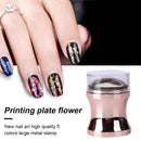 Clear Silicone Nail Stamper Manicure Scraper Polish Transfer Template with Cap