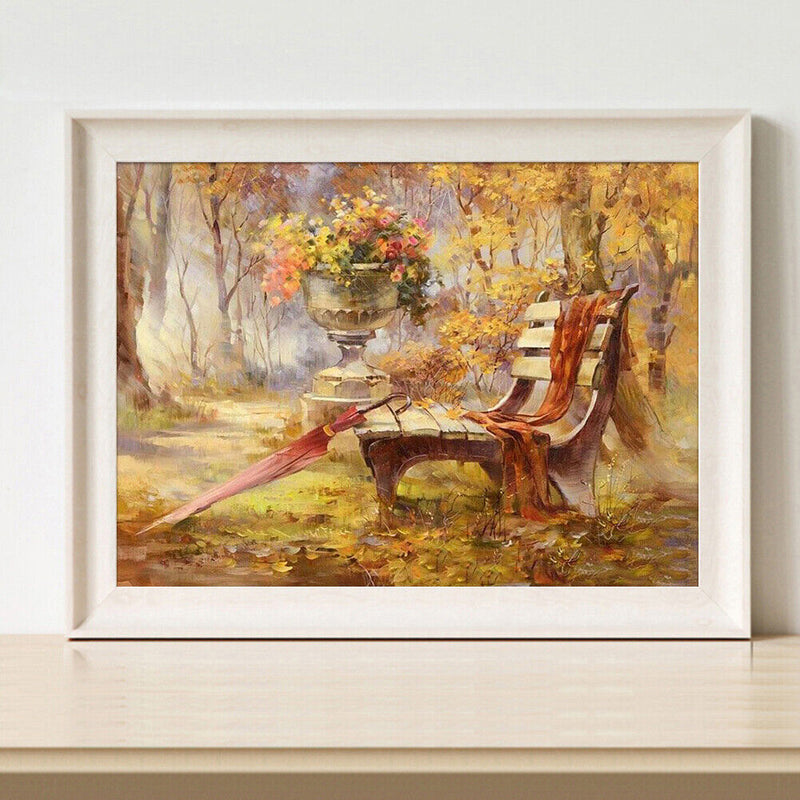 Frameless Oil Painting Arts Picture By Number Bench Umbrella Hand Painted Cra