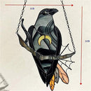 Window Hanging Crow Witch Ornament Stained Glass Home Wall Garden Decor