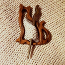 Wooden Animal Brooch DIY Craft Badge Cartoon Pin Sweater Clasp (Cat) Newly