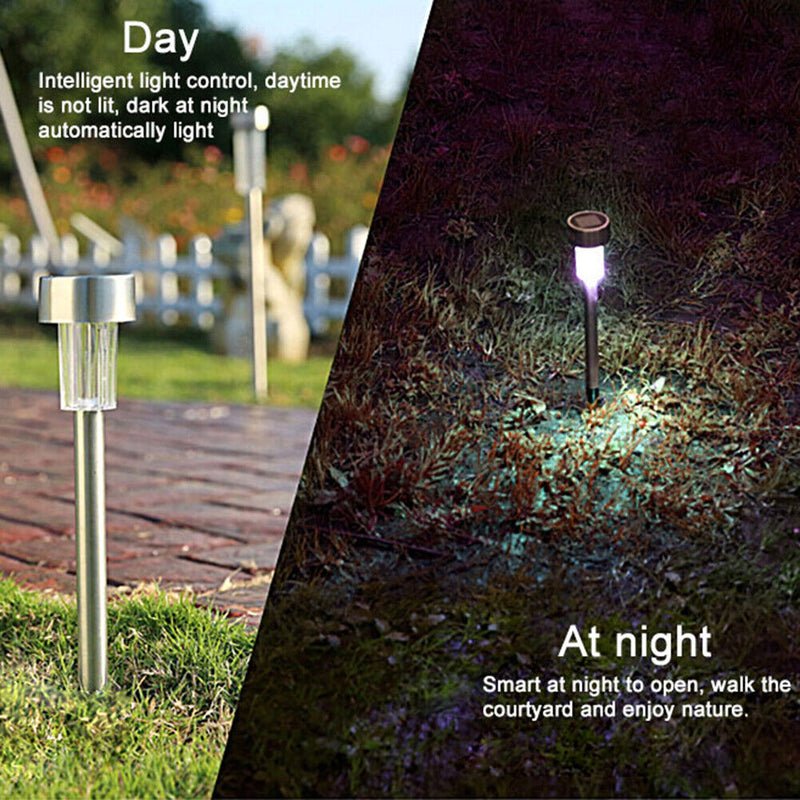 10x LED Solar Lawn Lamp Garden Pathway Yard Bollard Light (Warm Light) Newly