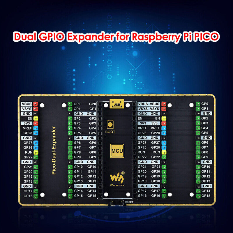 USB Power Dual GPIO Expander Board for Raspberry Pi PICO Two Sets of Male H