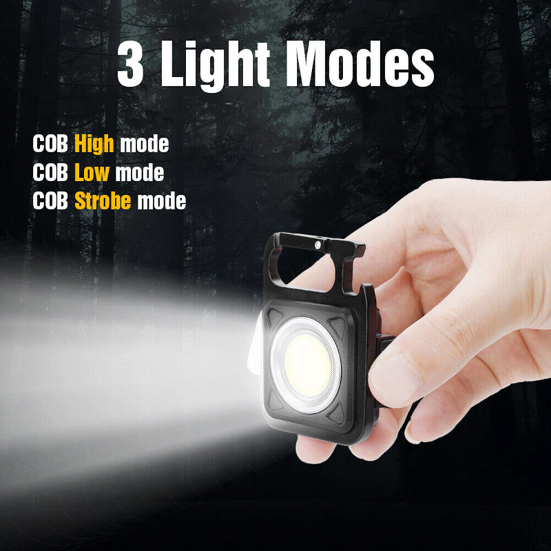 LED Keychain Flashlight 500LM Outdoor Camping Working Light (Black+Stand)
