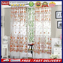 4pcs Peony Curtain Living Room Bedroom Home Door Window Curtain (Coffee)