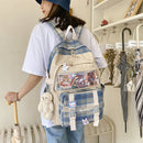 Fashion Canvas Patchwork Clear Backpack Women Large Capacity Knapsack Handbag