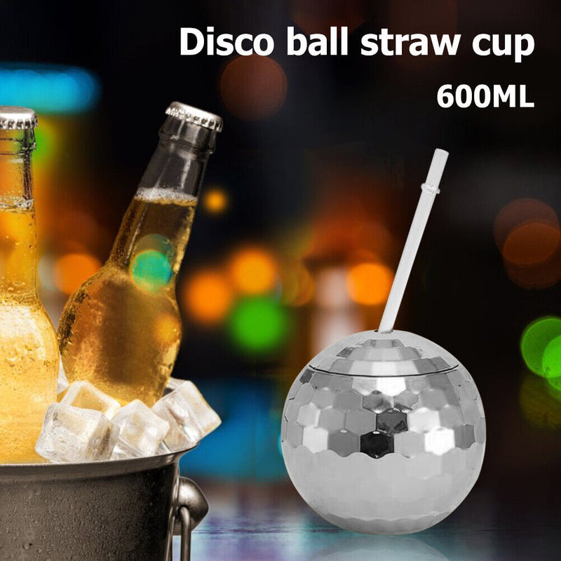 #A 600ml Disco Ball Cups Cocktail Nightclub Party Straw Wine Glass Drinking Mugs