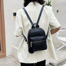 Casual Women Lattice Pattern Solid Color Handbags Preppy Style Small PU Knapsack
