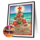 Beach Christmas Tree 5D DIY Full Round Drill Drawing Kit Diamond Painting Craft