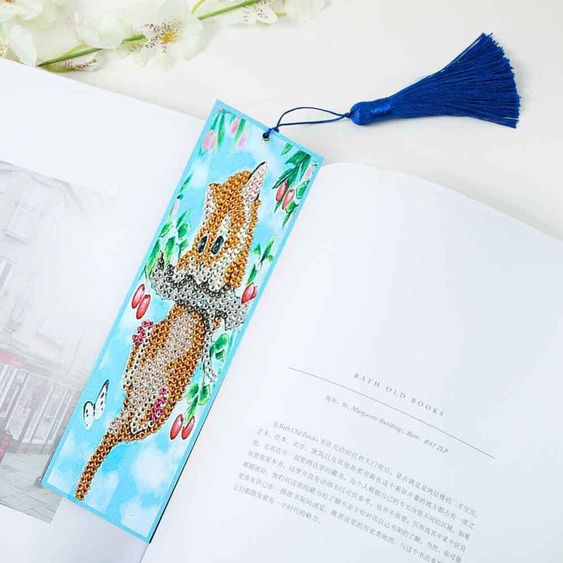 5D Diamond Painting Climbing Cat Cross Stitch Bookmark Leather Page-marker Newly