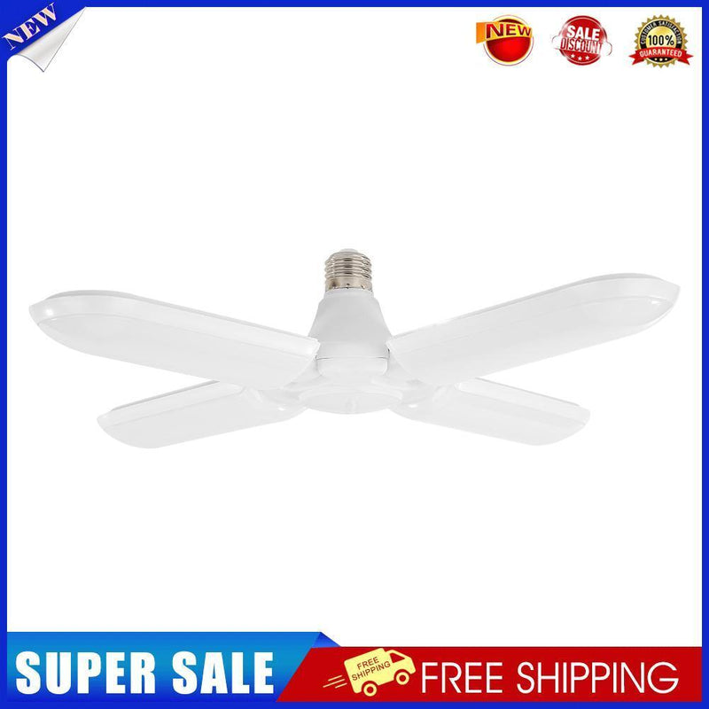 3 Leaf LED Fan Deformable Lamp Fan Folding Garage Ceiling Workshop Lamp (C)