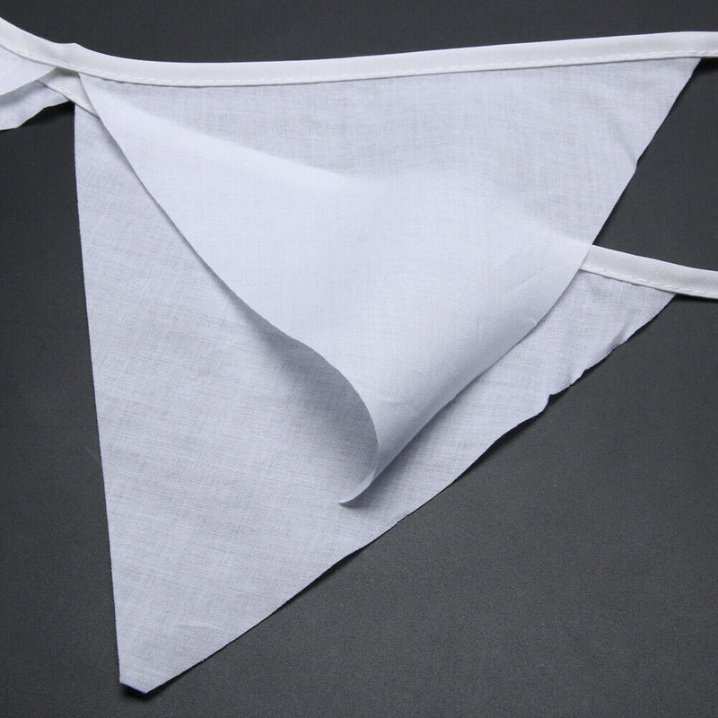 12 Flags 3.2m White Cotton Birthday Wedding Party Pennant Bunting Banner Decor