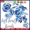 Blue Ink Flower Oil Paint By Numbers Kit DIY Acrylic Painting on Canvas no Fr