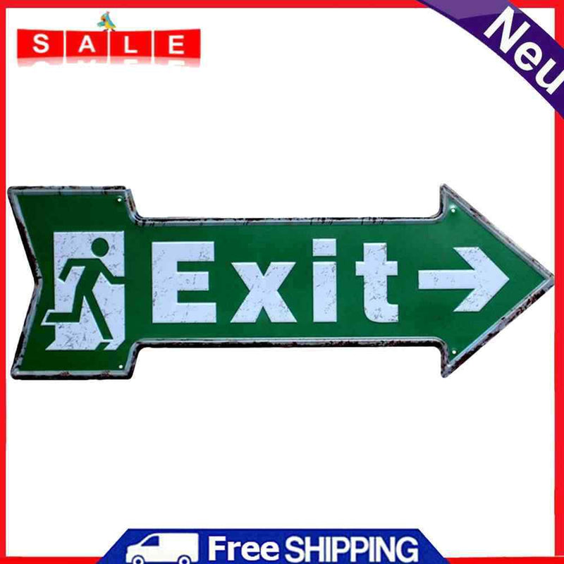 Wall Exit Metal Signs Retro Pub Bar Door Hanging Special Shape Arrow Iron Decor