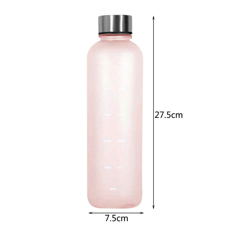1L Large Capacity Water Bottle Copper Lid Plastic Water Cup with Time Marker