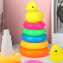 Early Educational Rainbow Tower Stack Circle Duck Ring Puzzle Pyramid (C) Newly