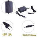 AC to DC Power Adapter 12V 2A Dual Cable Converter Universal 5.5x2.1-2.5mm