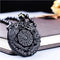 Women Black Reiki Dragon Phoenix Carved Obsidian Necklace Lucky Pendant BaGua