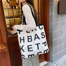 Fashion Women Canvas Letters Underarm Tote Shopping Bag Large Capacity Handbag