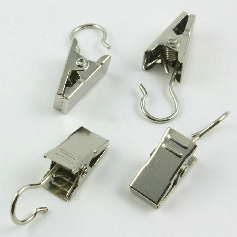 10PC Heavy Duty Curtain Clips Window Shower Curtain s Clip Hook Ring Metal N9U4