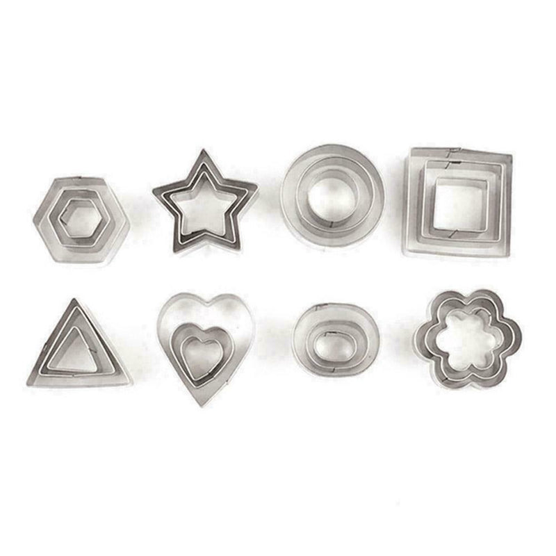 24x Biscuit Cutters Cookie Cutter Set Steel Molds Baking P4Z5 Slicer K9T4