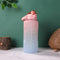 2000ml Water Bottle with Time Marker for Outdoor Sports Drink Cup (Pink)