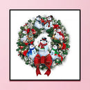Stamped DIY Cross Stitch Partial Embroidery Kit Christmas Snowman Wreath Gift