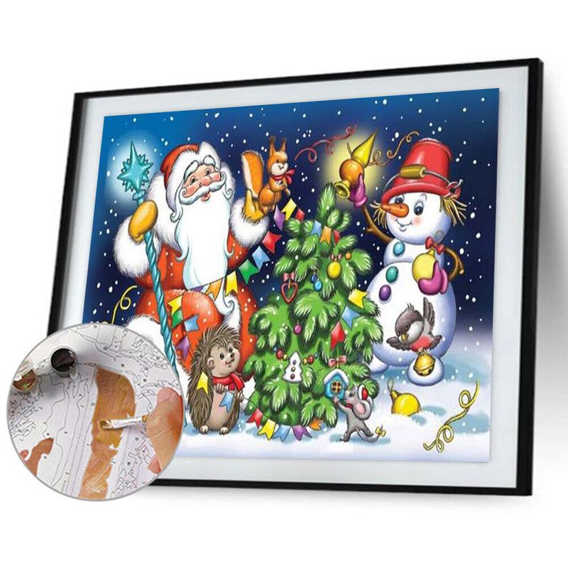 Santa Oil Paint By Numbers Drawing DIY Coloring Picture Hand Painted Wall Arts