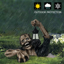 Zombie Horror Sculpture with LED Lantern Walking Dead Zombie Statue Out of Grave