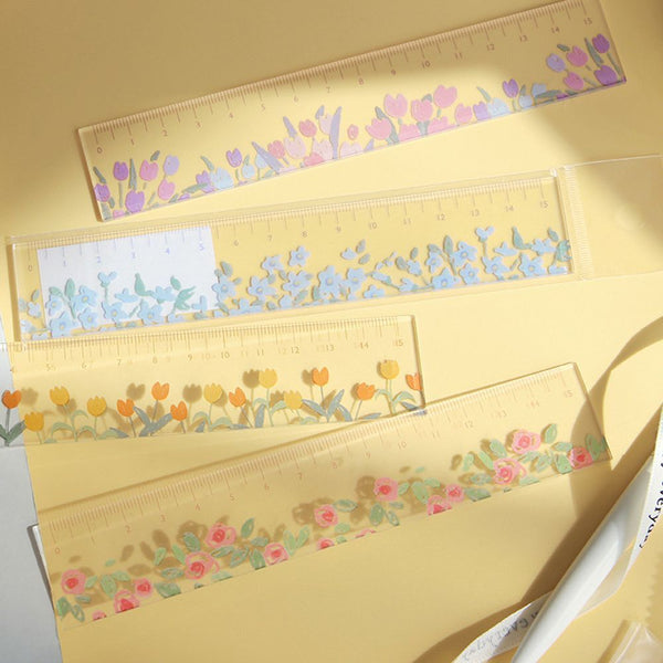 Delicate Floral DIY Ruler Creative Stationery Drawing Tools Multi-function