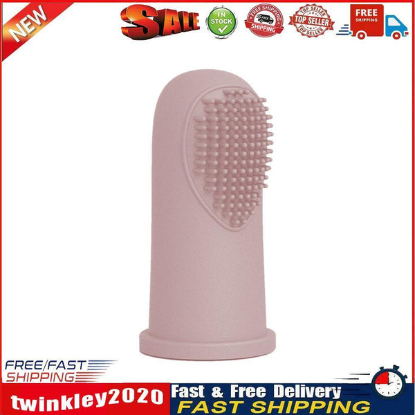 Silicone Dog Cat Finger Toothbrush Bad Breath Care Teeth Cleaning (Pink) Newly