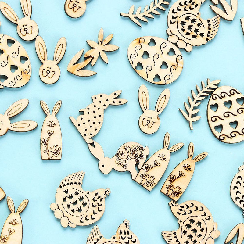 DIY Craft Wooden Eggs Easter Decorations Easter Rabbit Wood Chips Wood Slice