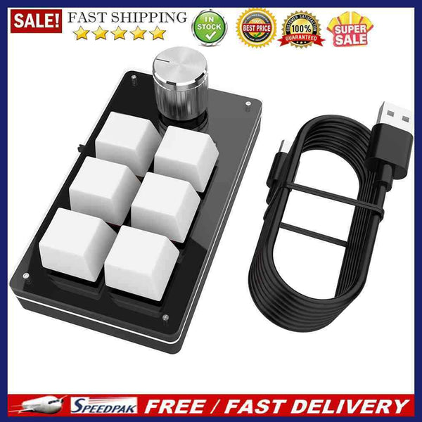 RGB Macro Keyboard Knob 6 Key 1 Knob Programmable Mechanical Keypad for Gaming