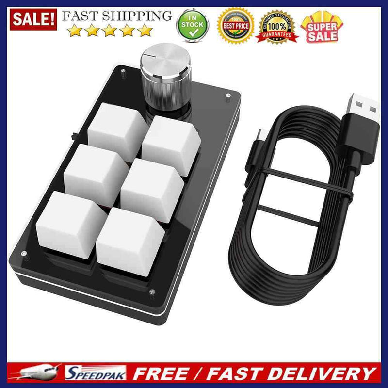 RGB Macro Keyboard Knob 6 Key 1 Knob Programmable Mechanical Keypad for Gaming