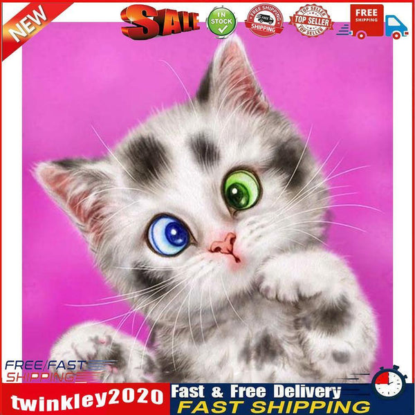 Full Round Drill Rhinestone Art DIY 5D Cat Diamond Painting Kit(A2418) Newly