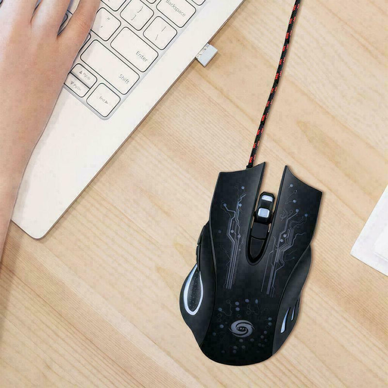 Wired Gaming Mouse 5500DPI 6 Buttons LED USB Optical Fo Pro B7D2 Laptop I2S5