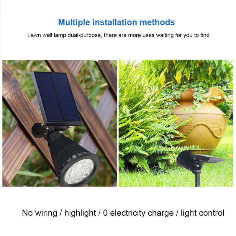 12LED Solar Lamp Outdoor Spotlight Colorful Ground Plug Light (Warm White) Newly