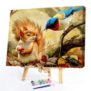 Bird and Squirrel Oil Paint By Numbers Kits Canvas Picture Wall Art DIY Cra