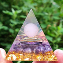 Orgonite Pyramid Amethyst Peridot Crystal Energy Purify Mind Crafts (B) Newly