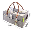 Baby Felt Storage Nursery Basket with Handle Large Pocket (Leather)