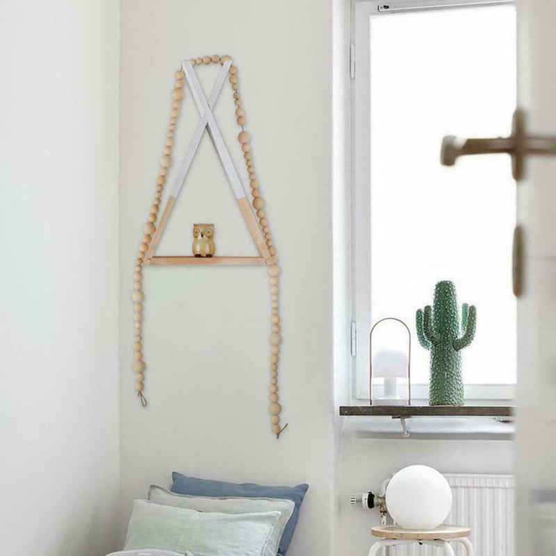 Wood Bead Garland Farmhouse Home Decor Rustic Country Holiday Christmas M7S0