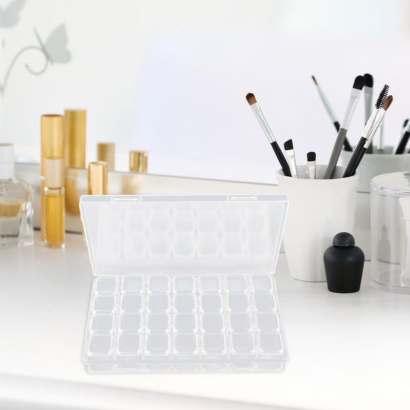 28pcs Nail Art Box Organizer Storage Transparent Jewelry Case Makeup Beauty