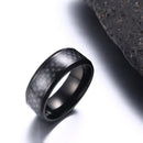 8mm Punk Engagement Fashion Men Ring Wedding Band Carbon Fiber Ring Black