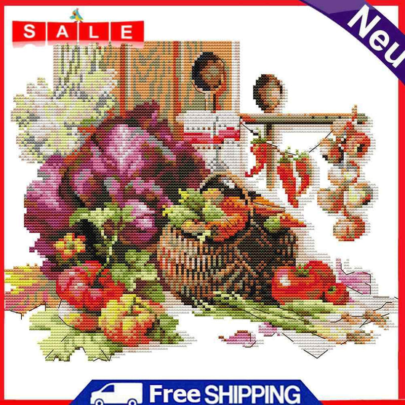 Partial Cross Stitch 14CT DIY Harvest Printed Embroidery Kits Hanging Painting