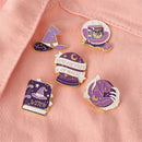 Moon Star Purple Crystal Witch Enamel Pin DIY Decoration Badge Cartoon Brooch
