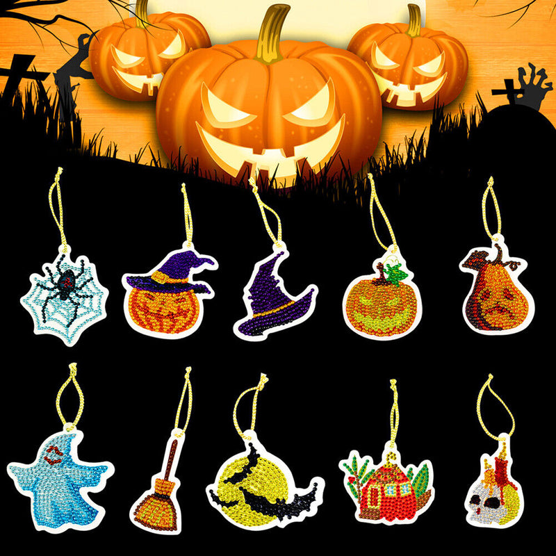 10pcs Halloween Decorative Diamond Painting During DIY Hanging Mosaic Ornaments